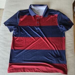 Puma golf blue red striped youth L polo shirt